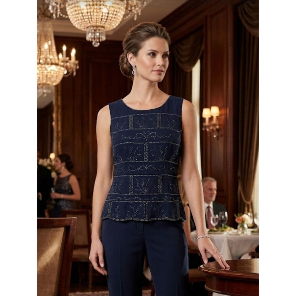 R & M Richards Top Size 10 Navy